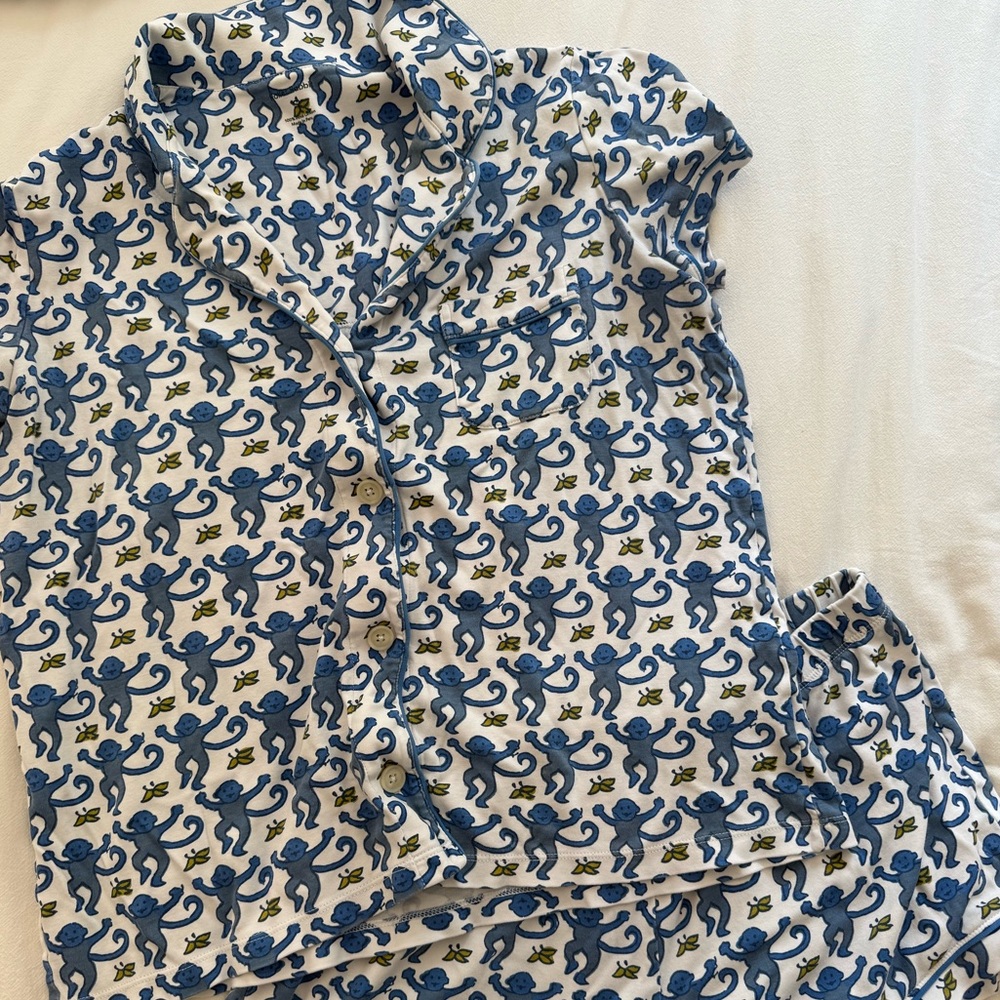 Roller Rabbit Blue Monkey Print Pajama Set